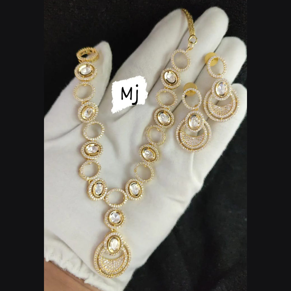 FS Collection Gold Plated Crystal Stone Necklace Set