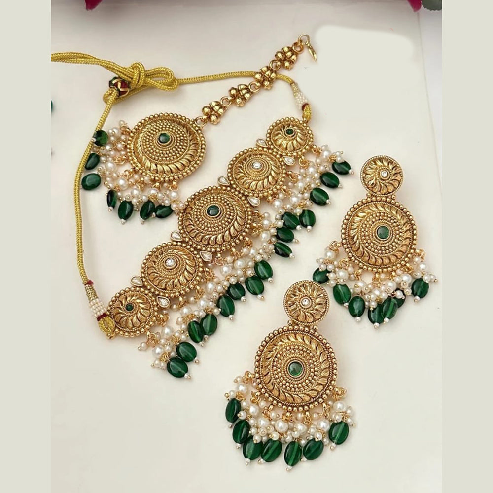 FS Collection Gold Plated Pota Stone Necklace Set