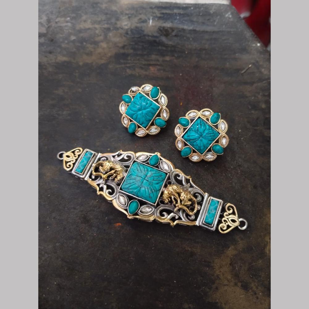 Fs Collection 2 Tone Pota Stone Choker Necklace Set