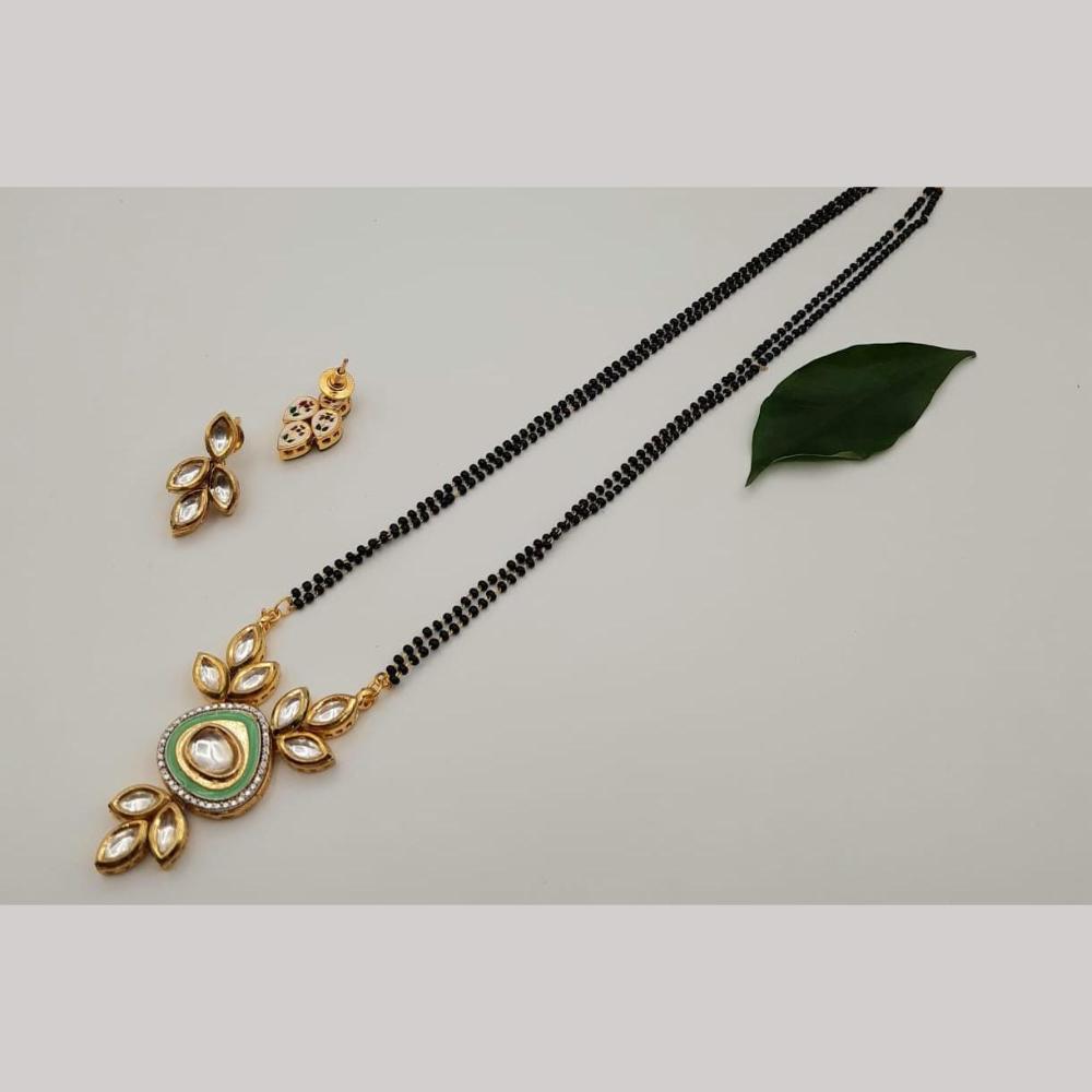 FS Collection Gold Plated Traditional Kundan With Meenakari Mangalsutra WorkÂ