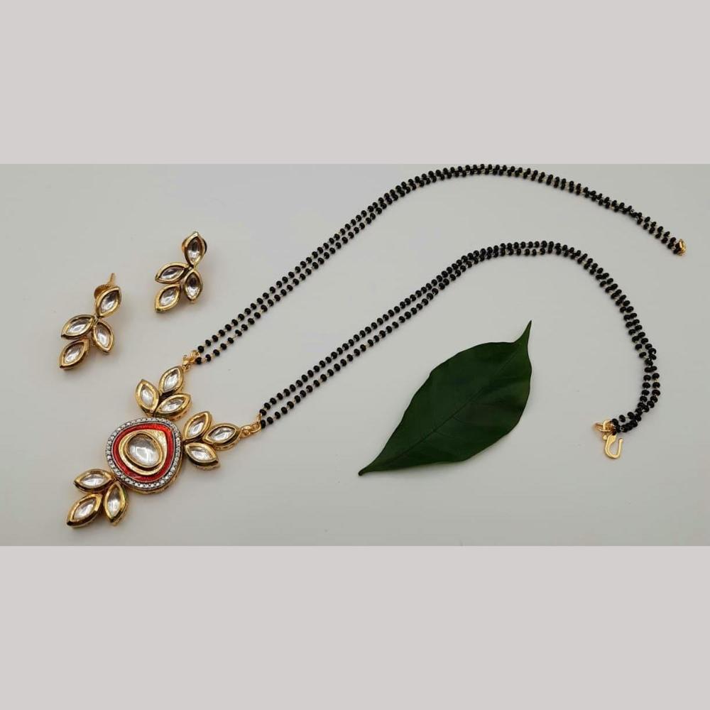 FS Collection Gold Plated Traditional Kundan With Meenakari Mangalsutra WorkÂ