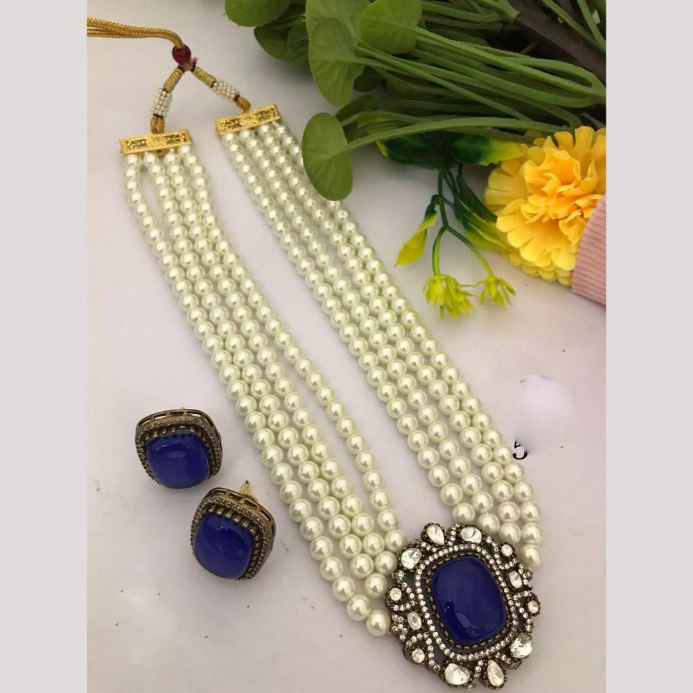 FS Collection Designer Crystals and Pearls Long Necklace Set