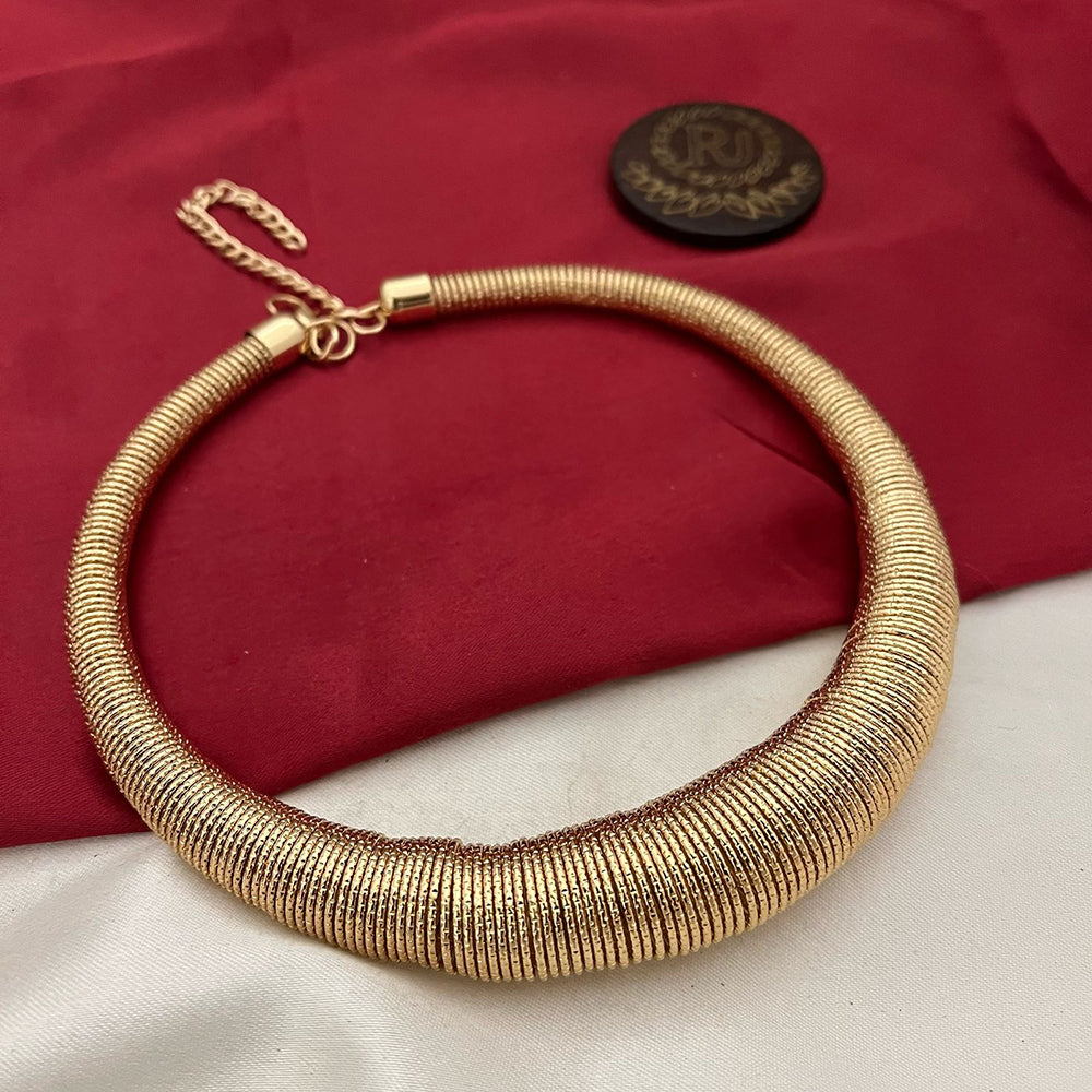 FS Collection Bold Elegance Gold Plated Fashion / Statement Necklace