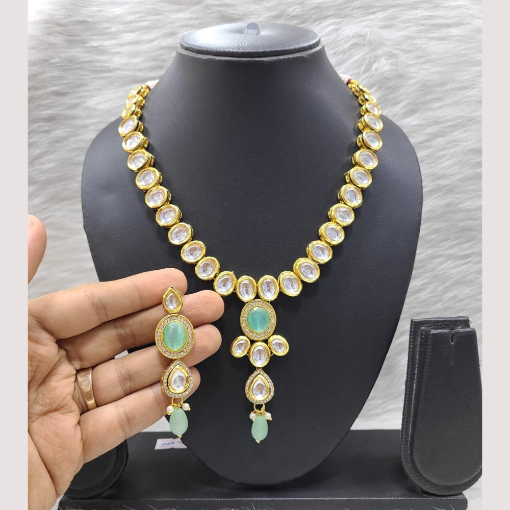 FS Collection Gold Plated Bridal-Inspired Kundan Necklace Set