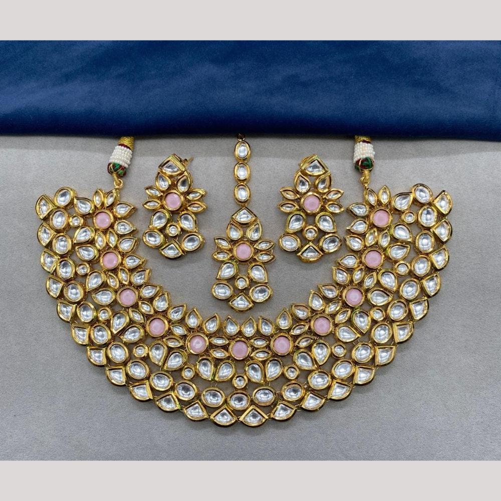 FS Collection Gold Plated Kundan Necklace Set