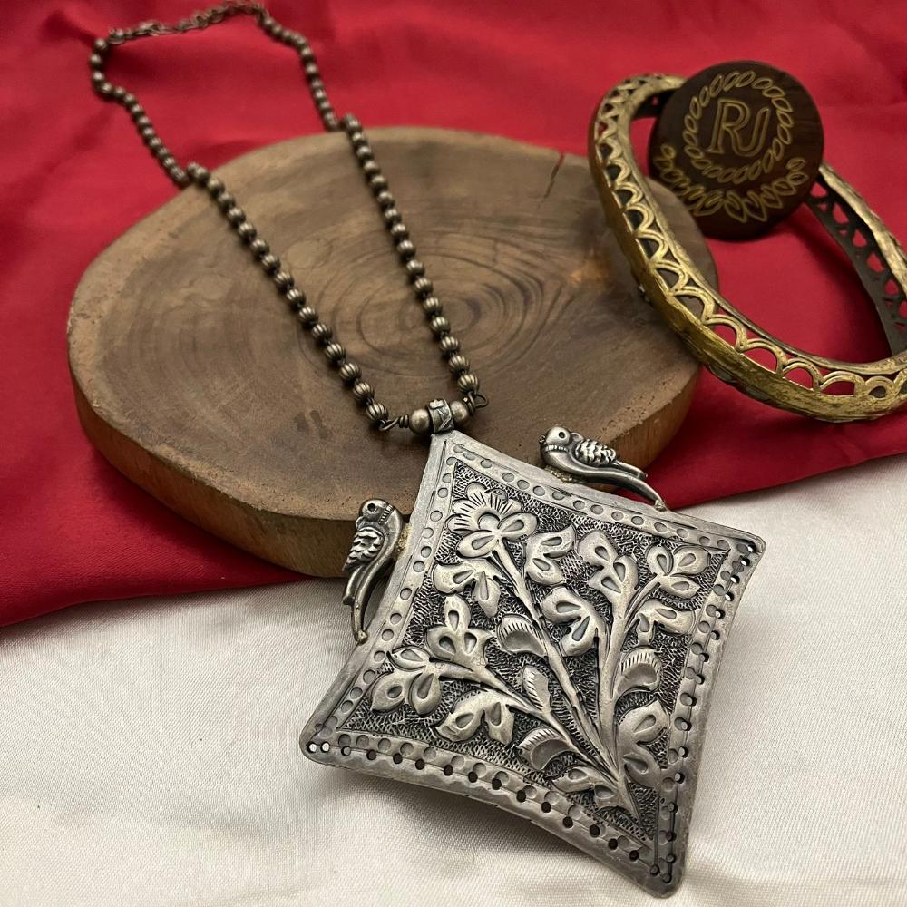 FS Collection Oxidized Plated Long Necklace