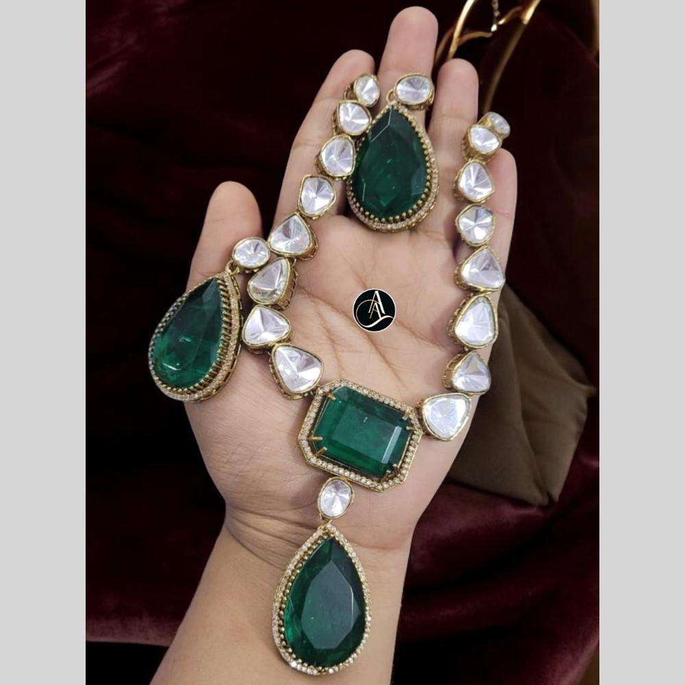 FS Collection Gold Plated Crystal Stone Necklace Set