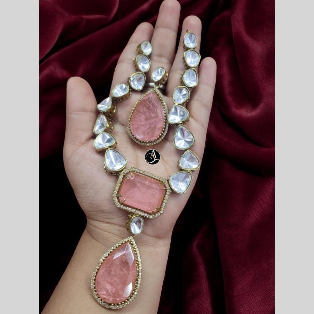 FS Collection Gold Plated Crystal Stone Necklace Set