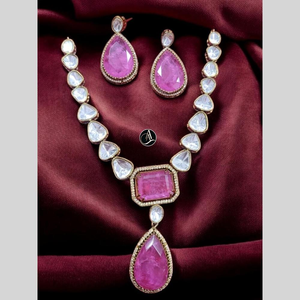 FS Collection Gold Plated Crystal Stone Necklace Set