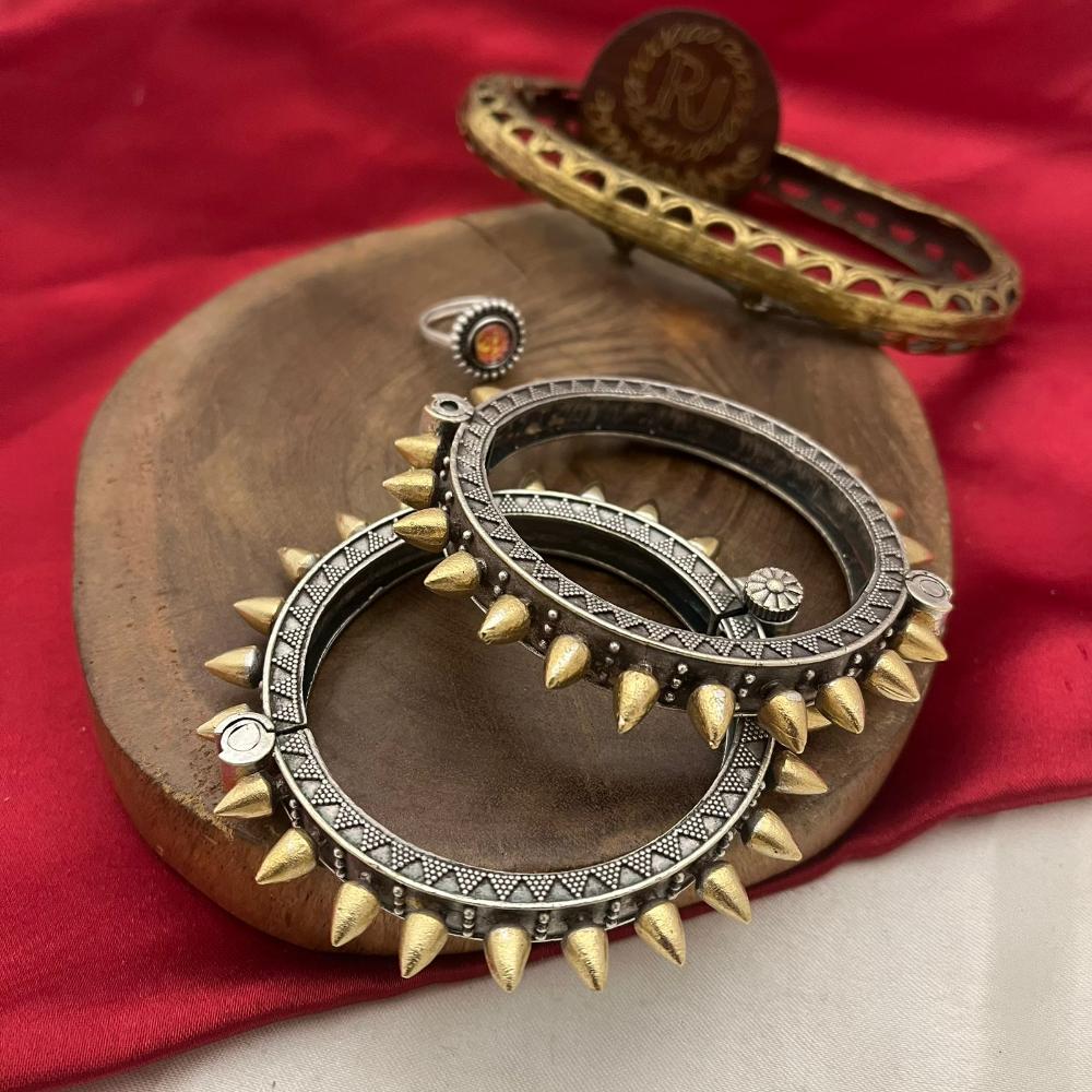 FS Collection 2 Tone Plated Openable Bangle Set