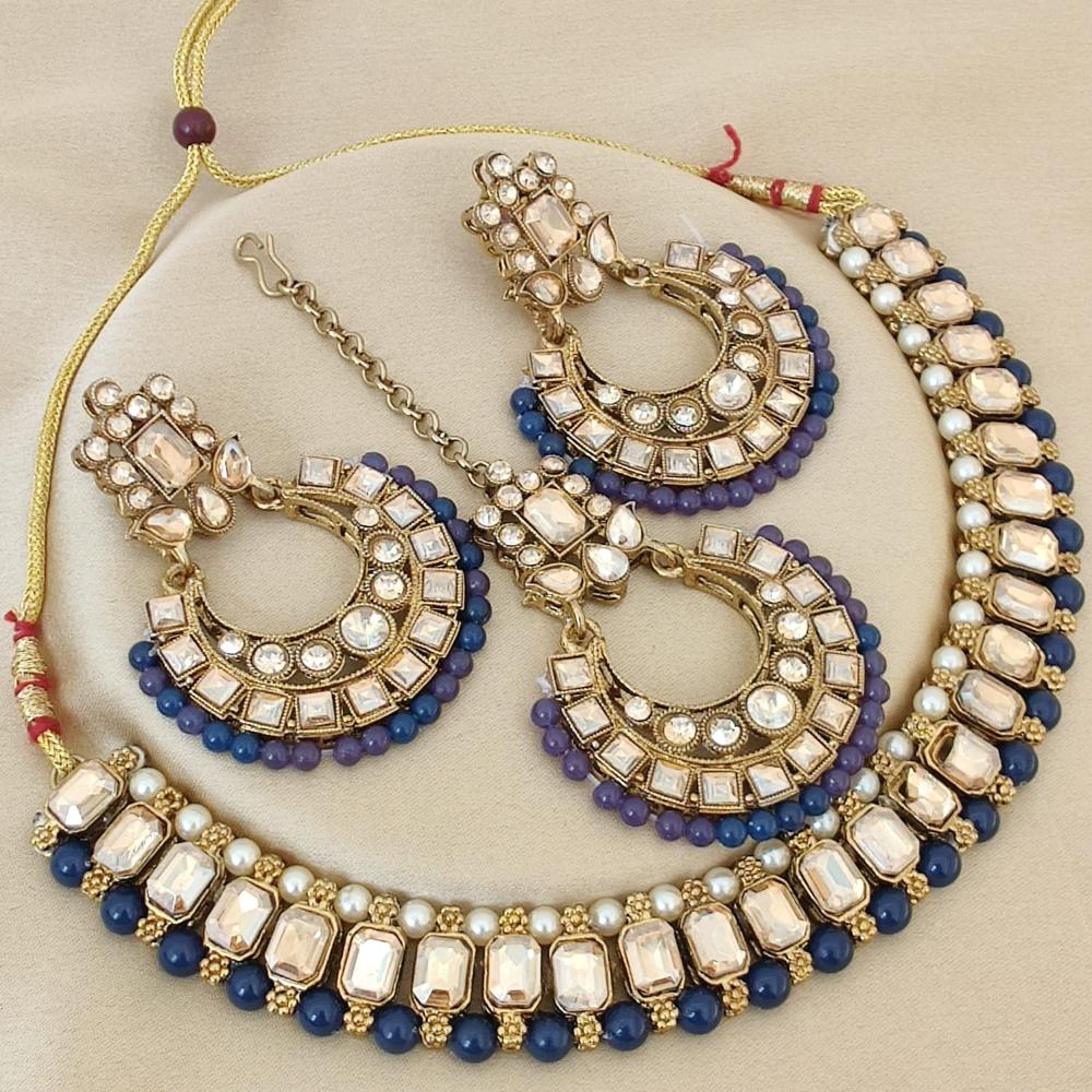FS Collection Elegant Beaded Crystal Stone And Beads Necklace Set