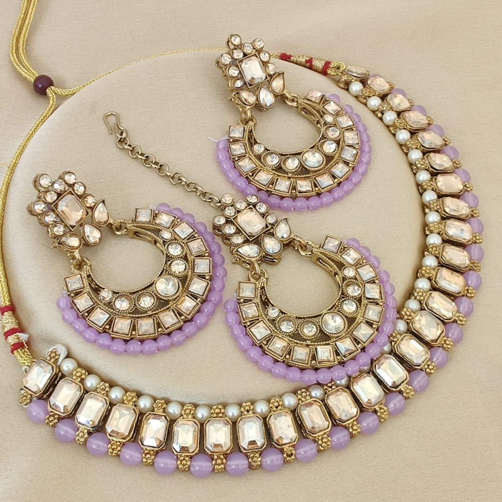 FS Collection Elegant Beaded Crystal Stone And Beads Necklace Set