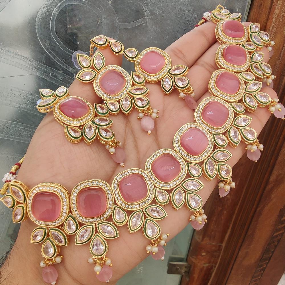 FS Collection Elegant Beaded Crystal Stone And Beads Necklace Set