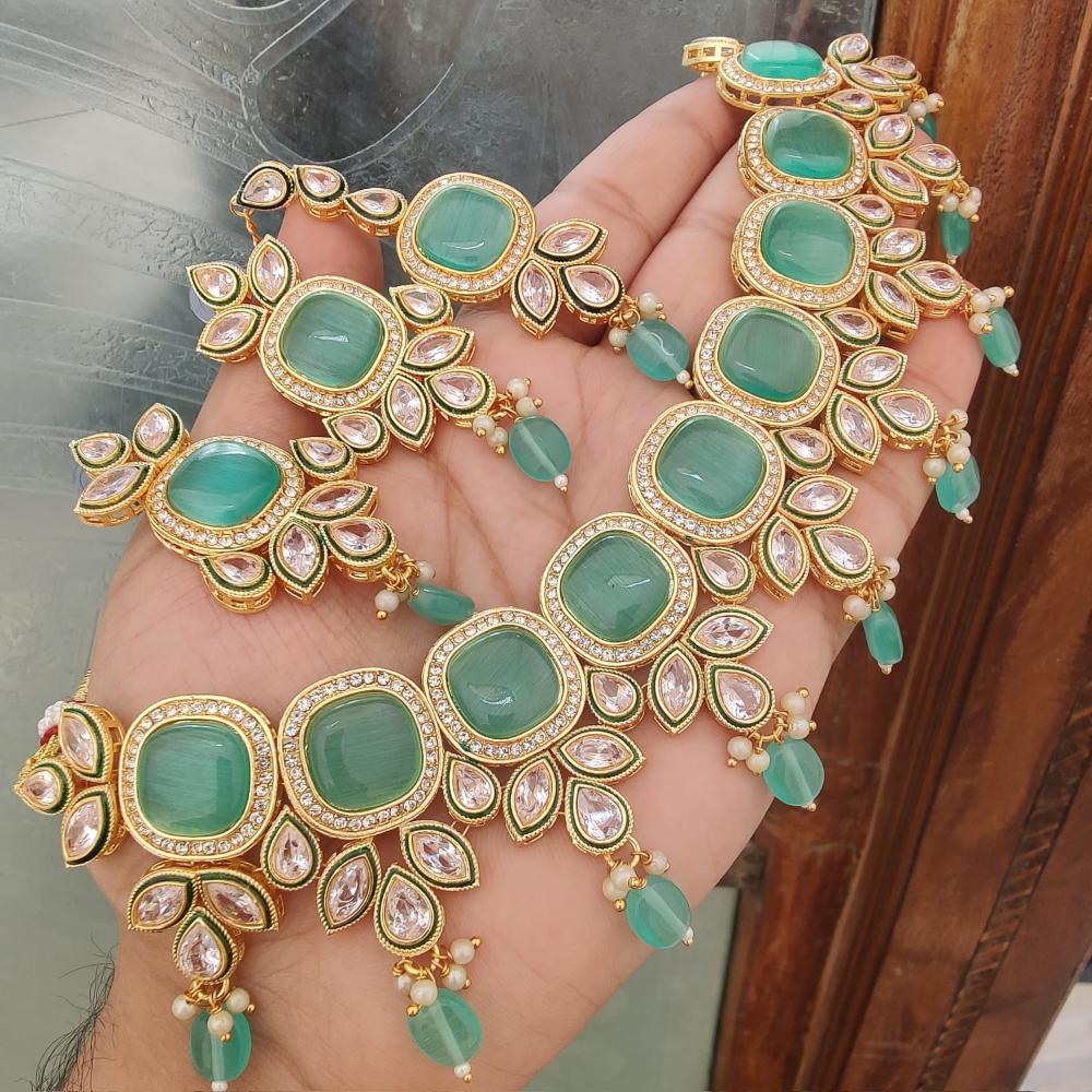 FS Collection Elegant Beaded Crystal Stone And Beads Necklace Set