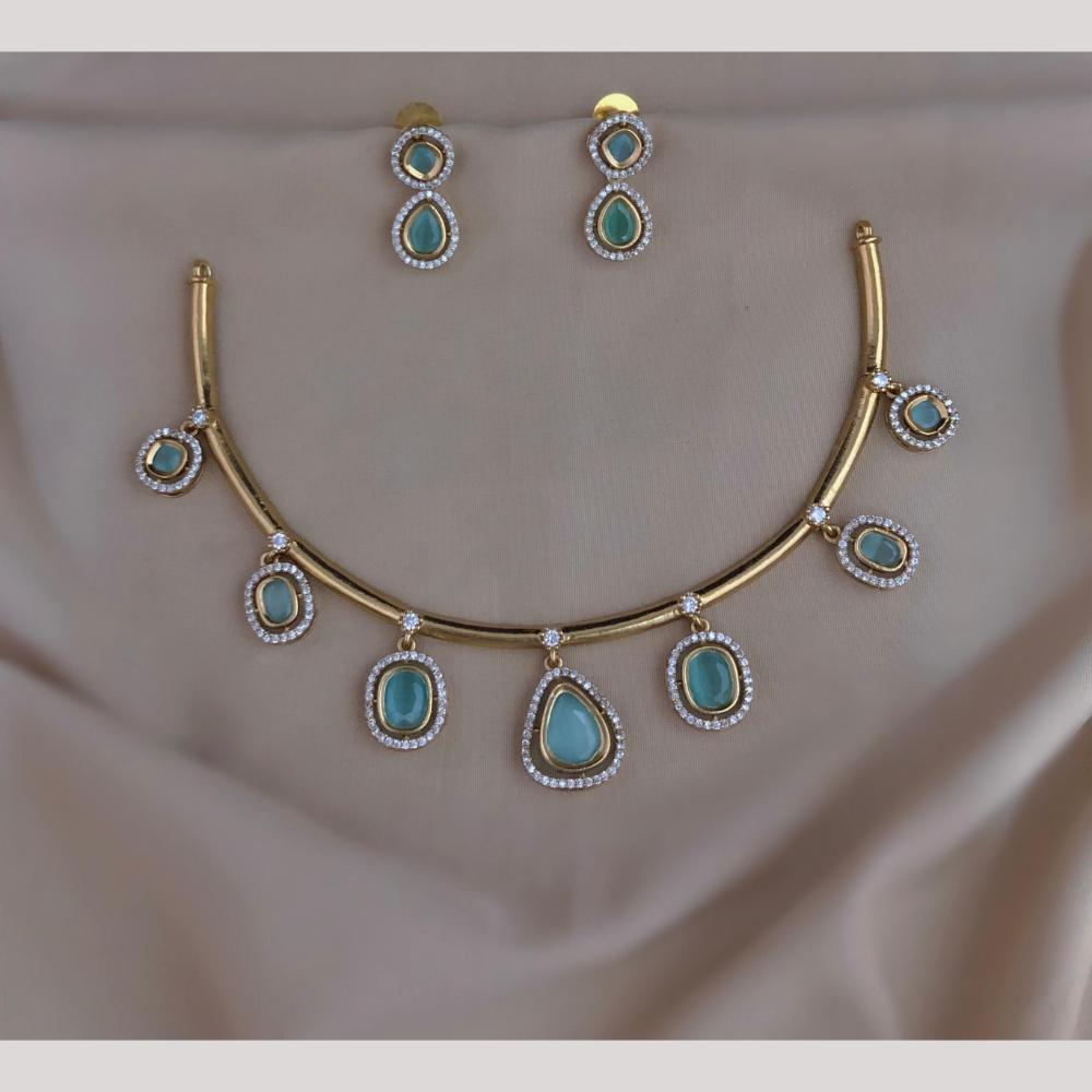 FS Collection Luxury Pota Stone And Austrian Stone Statement Necklace Set