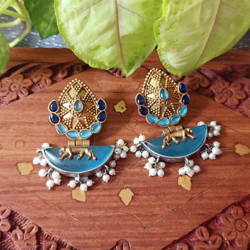 FS Collection Elegant Monalisa Stone Dangle Earrings for Traditional & Modern Looks