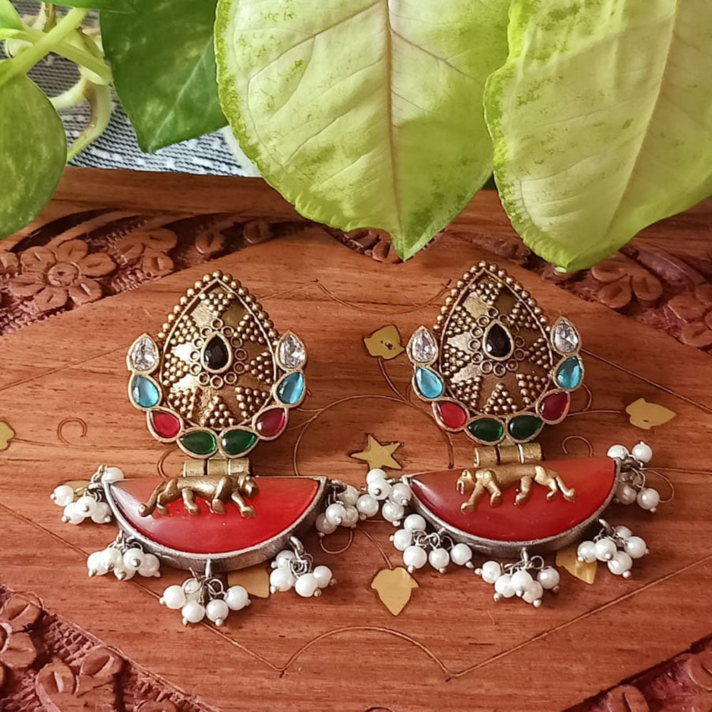 FS Collection Elegant Monalisa Stone Dangle Earrings for Traditional & Modern Looks