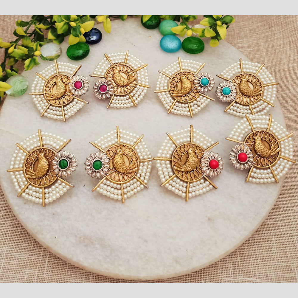 FS Collection Elegant Pota Stone And Pearl Dangle Earrings for Women & Girls