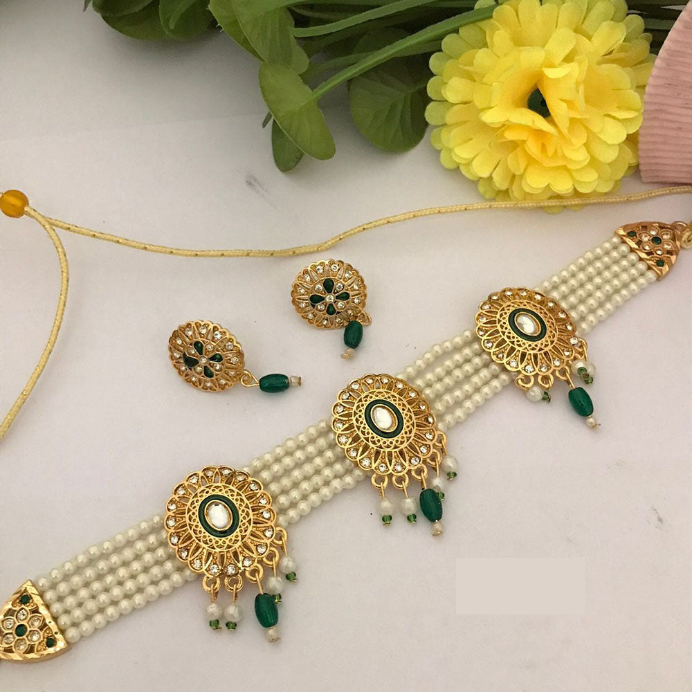 FS Collection Enthic Austrian And Pearl Choker Necklace Set For Every Occassion