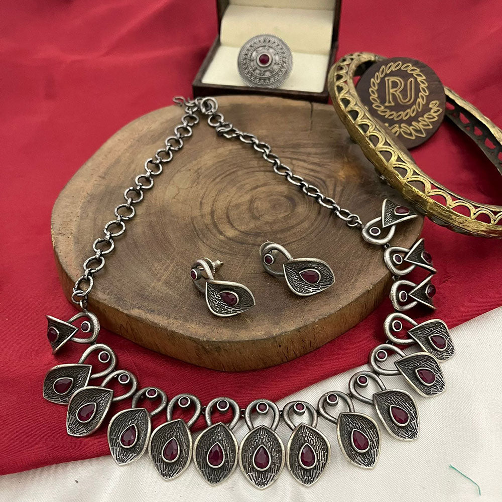 FS Collection Traditional Oxidised Choker Necklace Set For Navratri And Garba Night