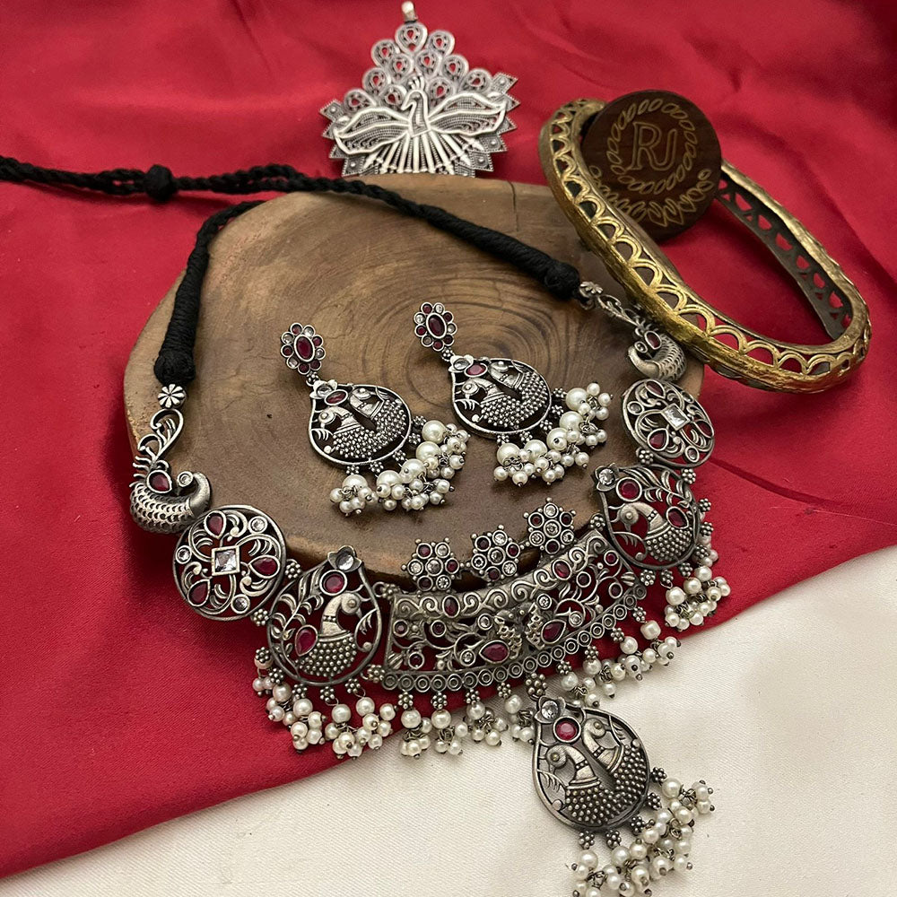 FS Collection Traditional Oxidised Choker Necklace Set For Navratri And Garba Night