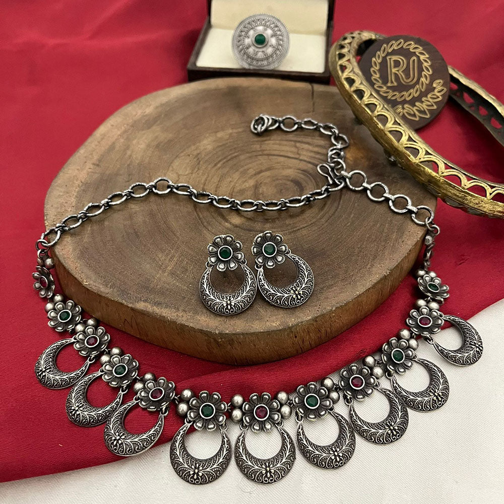 FS Collection Traditional Oxidised Choker Necklace Set For Navratri And Garba Night