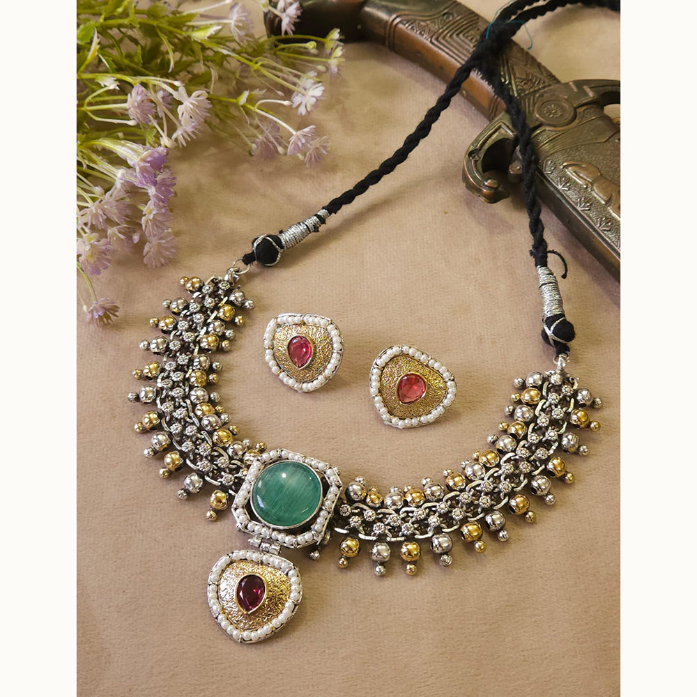FS Collection Traditional Oxidised Choker Necklace Set For Navratri And Garba Night