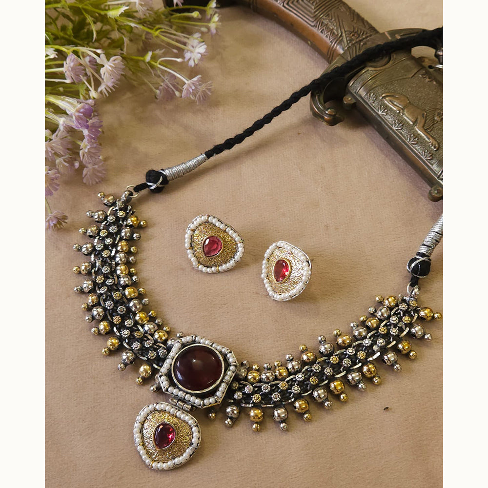 FS Collection Traditional Oxidised Choker Necklace Set For Navratri And Garba Night