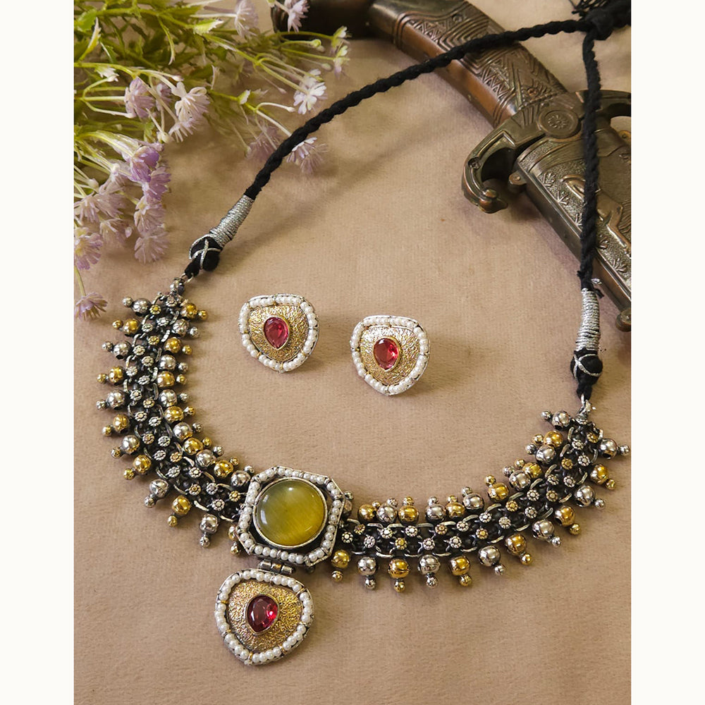 FS Collection Traditional Oxidised Choker Necklace Set For Navratri And Garba Night