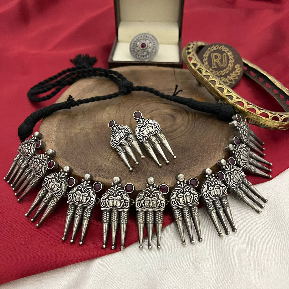 FS Collection Traditional Oxidised Choker Necklace Set For Navratri And Garba Night