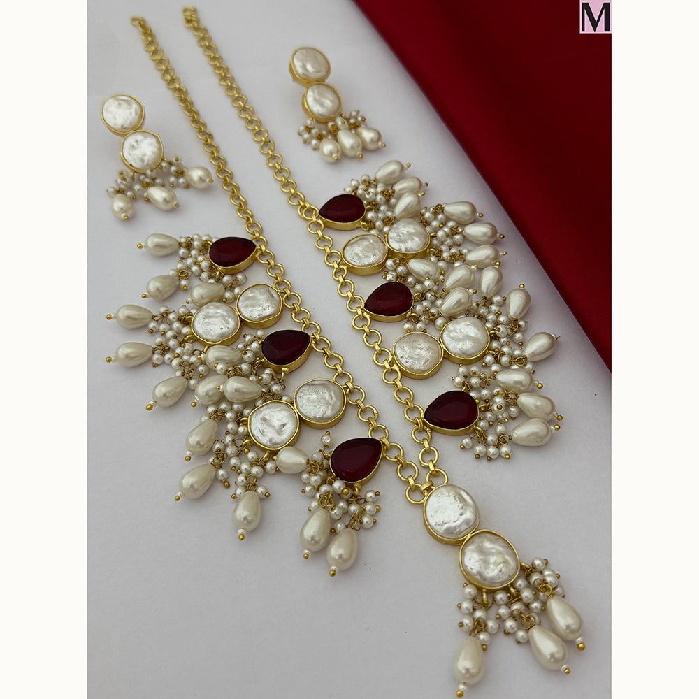 FS Collection Royal Monalisa And Mother Of Pearl Choker Necklace Set