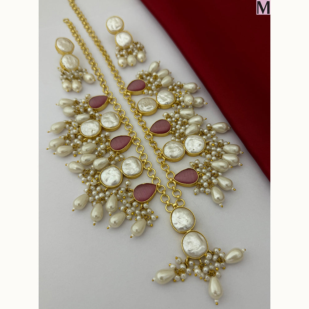 FS Collection Royal Monalisa And Mother Of Pearl Choker Necklace Set