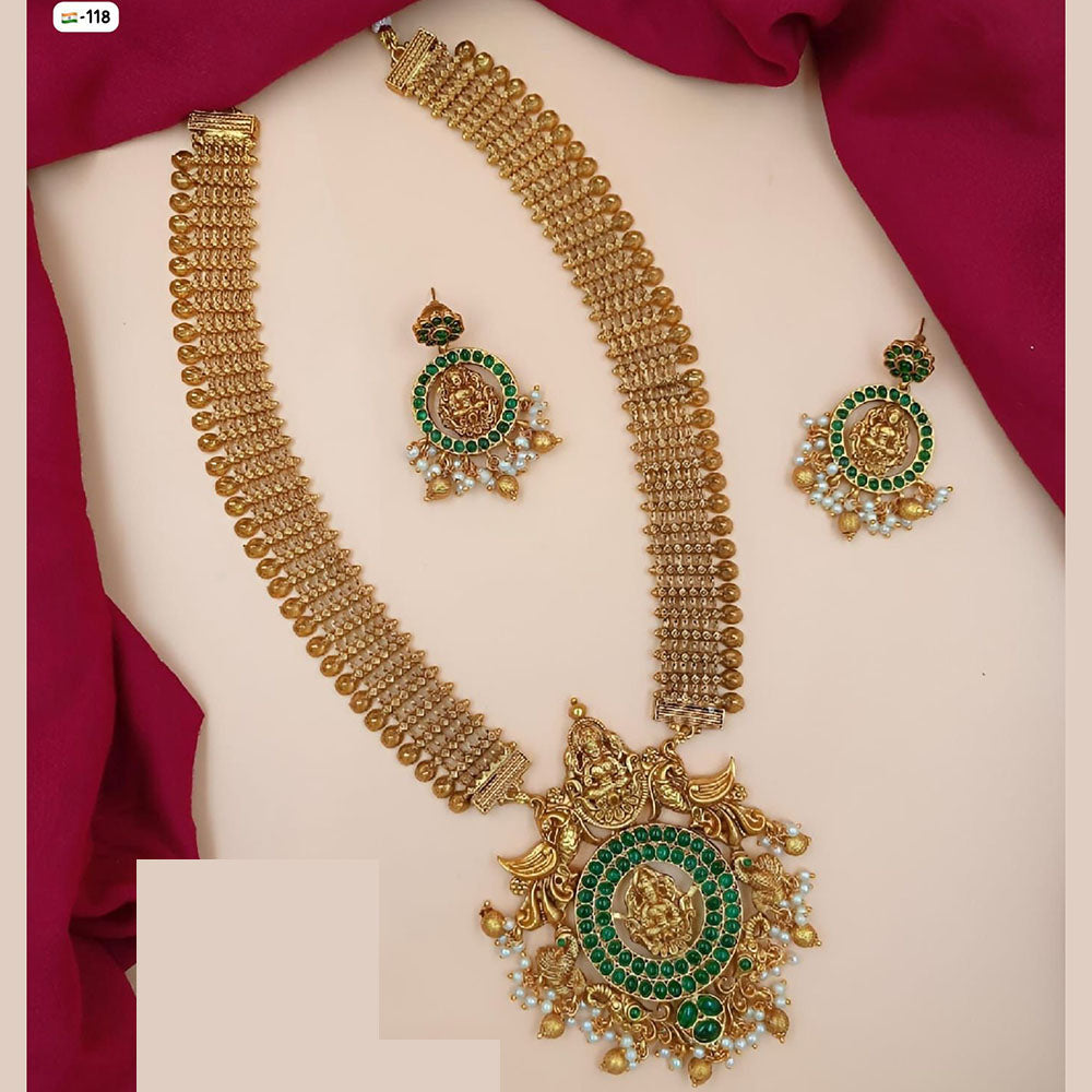FS Collection Designer Long Temple Necklace Set for Weddings