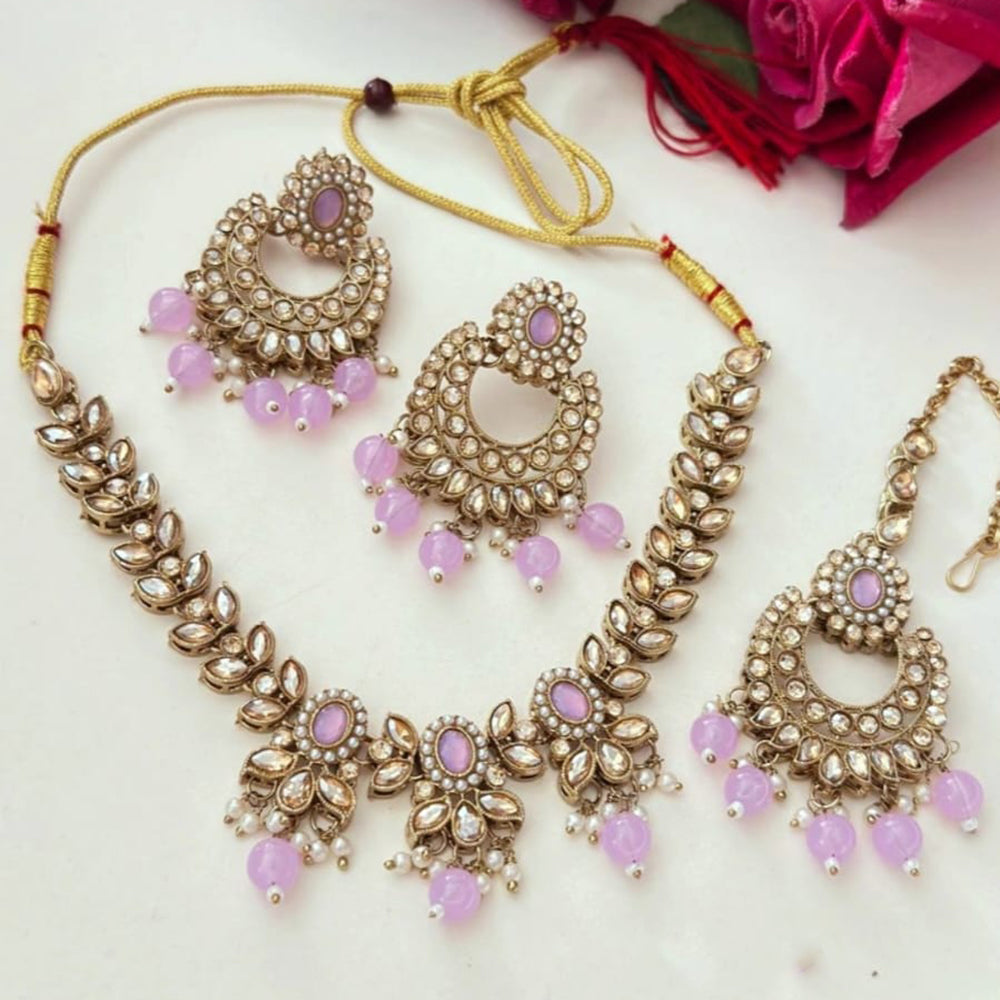 FS Collection Glamorous Crystal Beads With Pearl Necklace Set