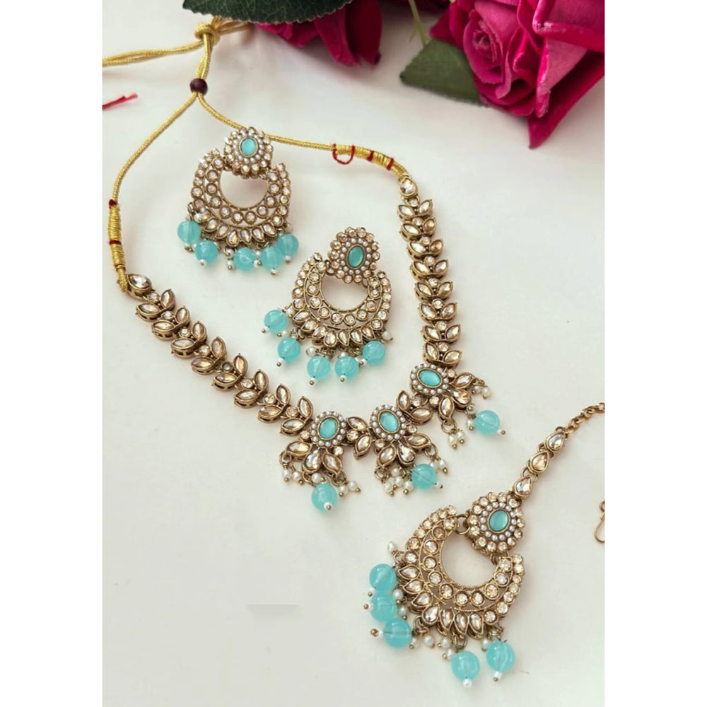 FS Collection Glamorous Crystal Beads With Pearl Necklace Set