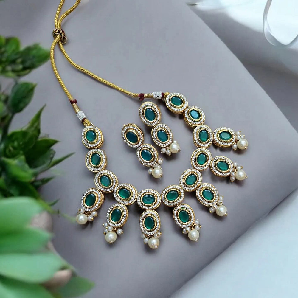 FS Collection Luxurious Pota Stone And Austrian Beads Necklace Set