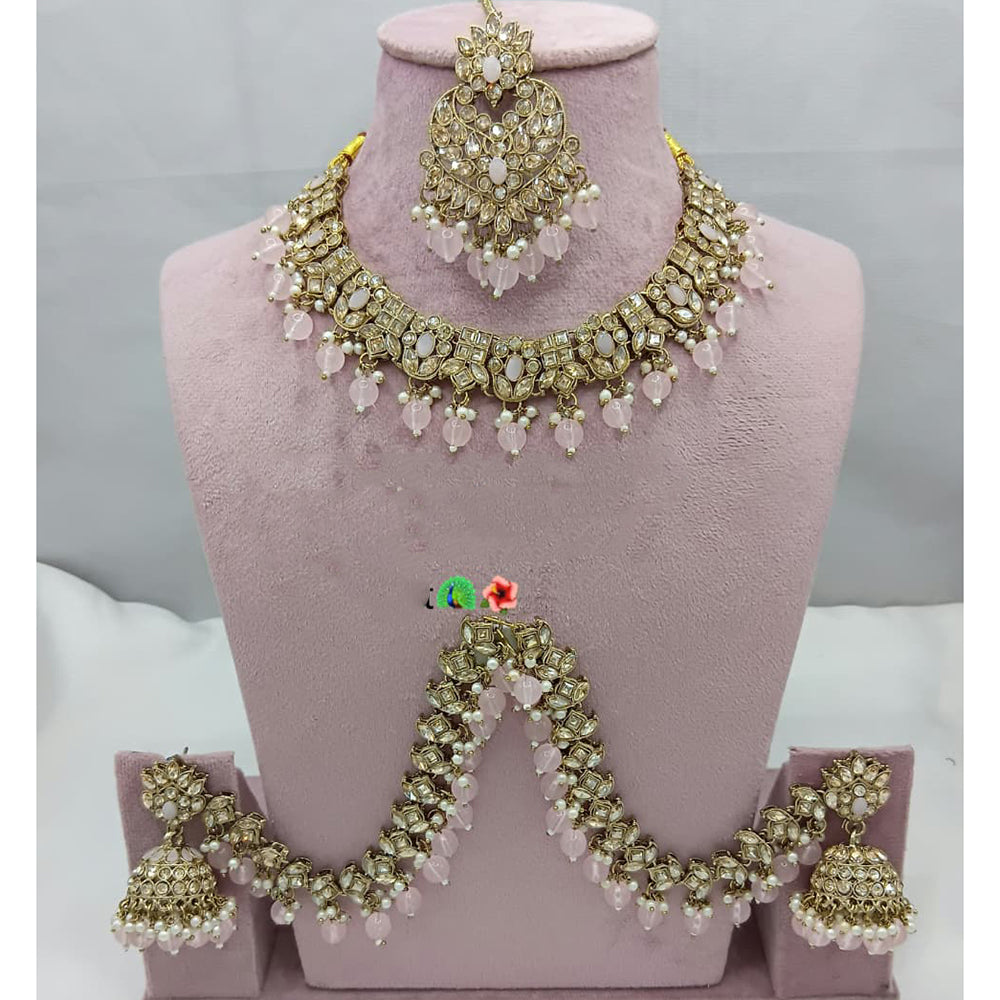 FS Collection Glamorous Crystal Beads With Pearl Necklace Set