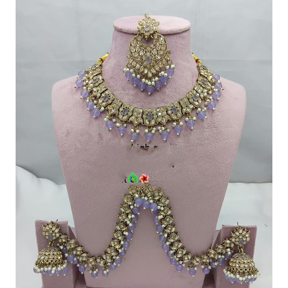 FS Collection Glamorous Crystal Beads With Pearl Necklace Set
