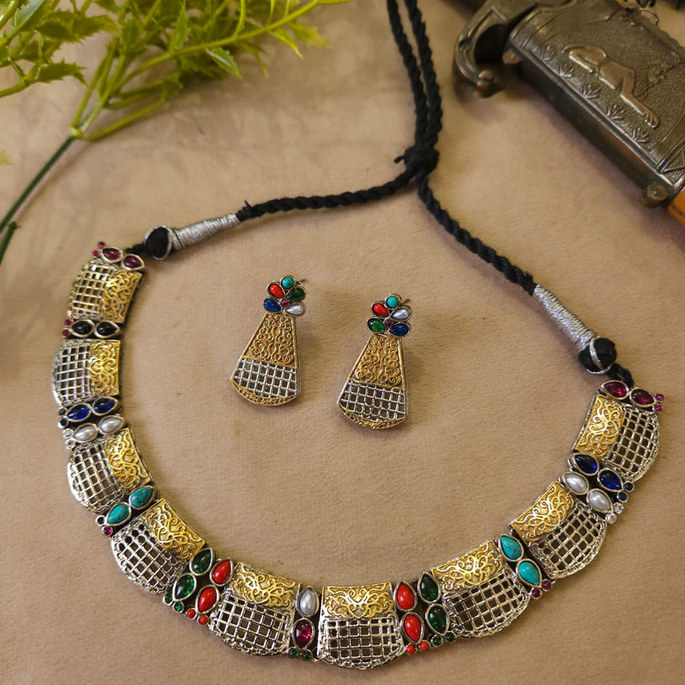 FS Collection Radiant Designer Pota Stone Necklace Set