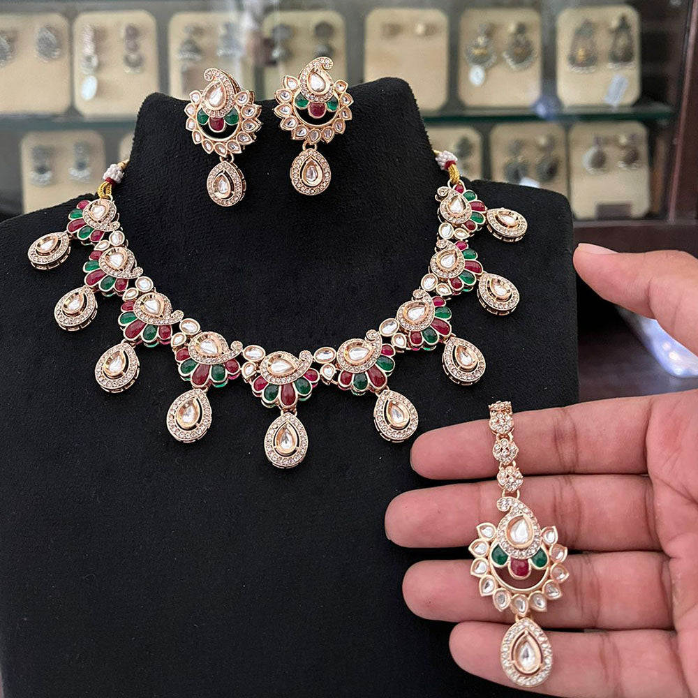 FS Collection Polki Kundan Stone Designer Necklace Set