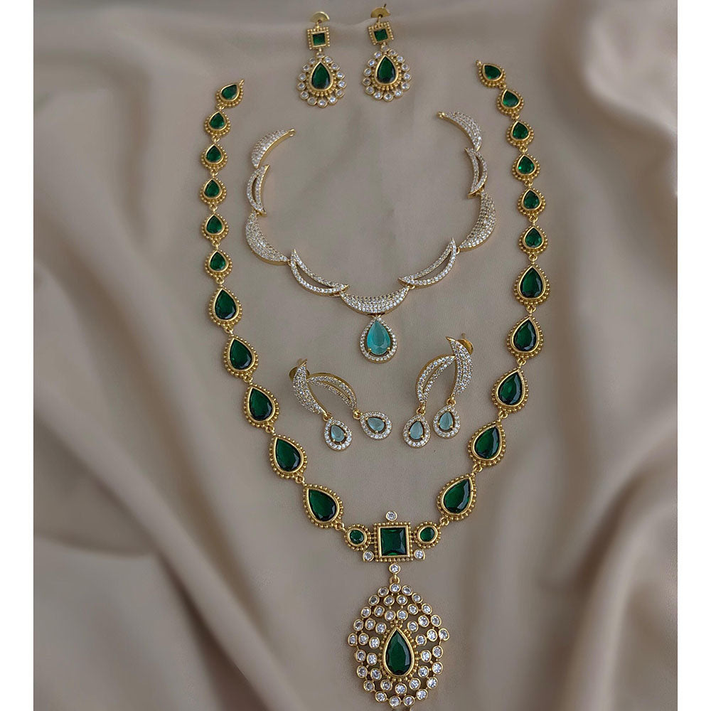 FS Collection Royal Pota And Austrian Stone Double Strand Necklace Set