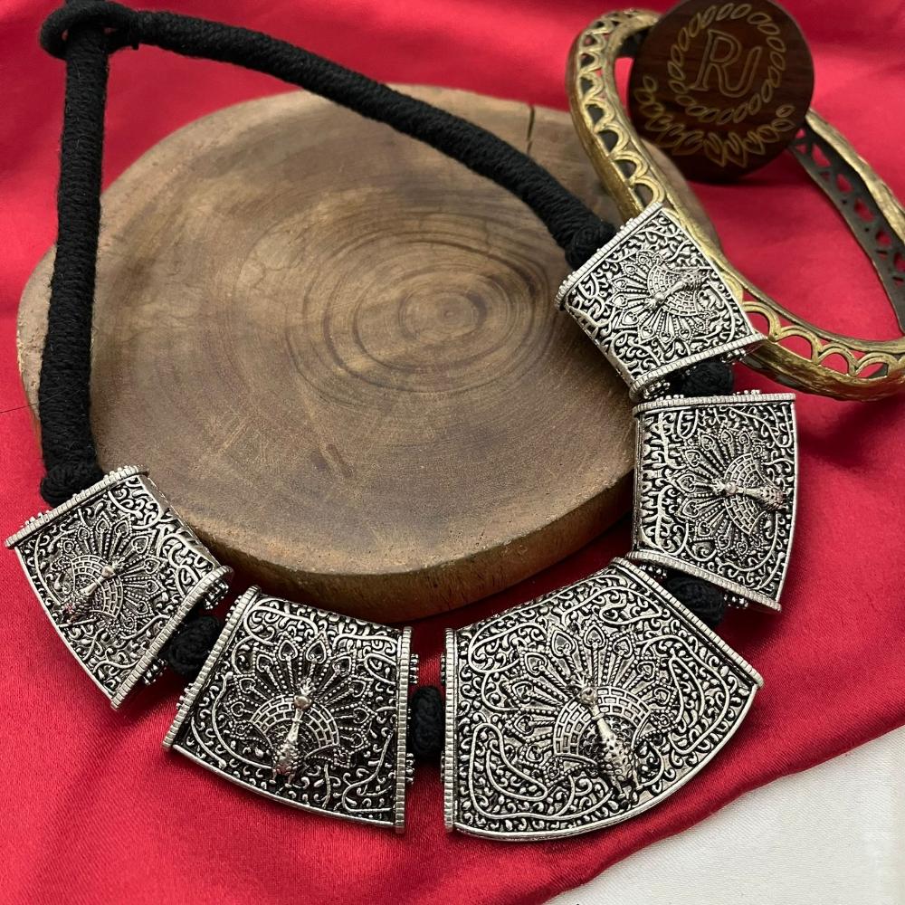 FS Collection Royal Oxidised Plated Necklace