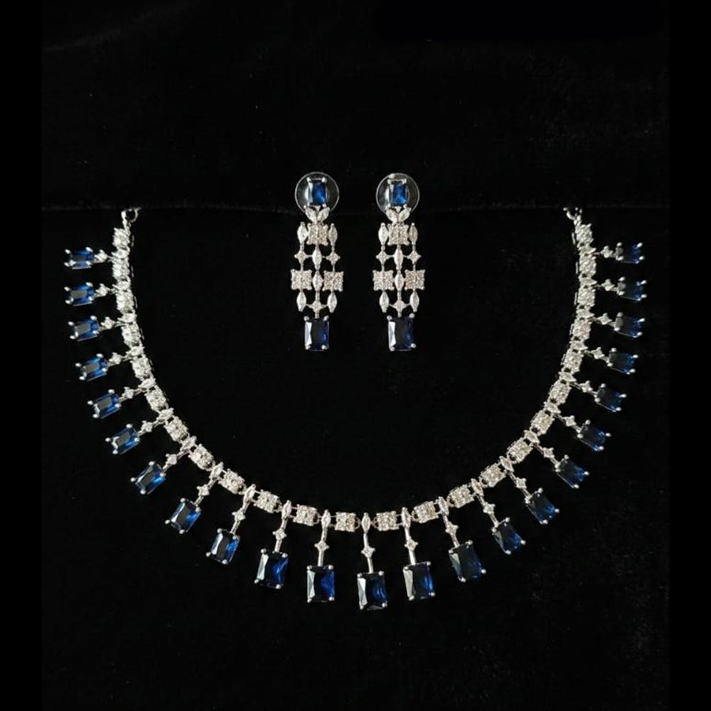 FS Collection Premium American Diamond Statement Necklace Set