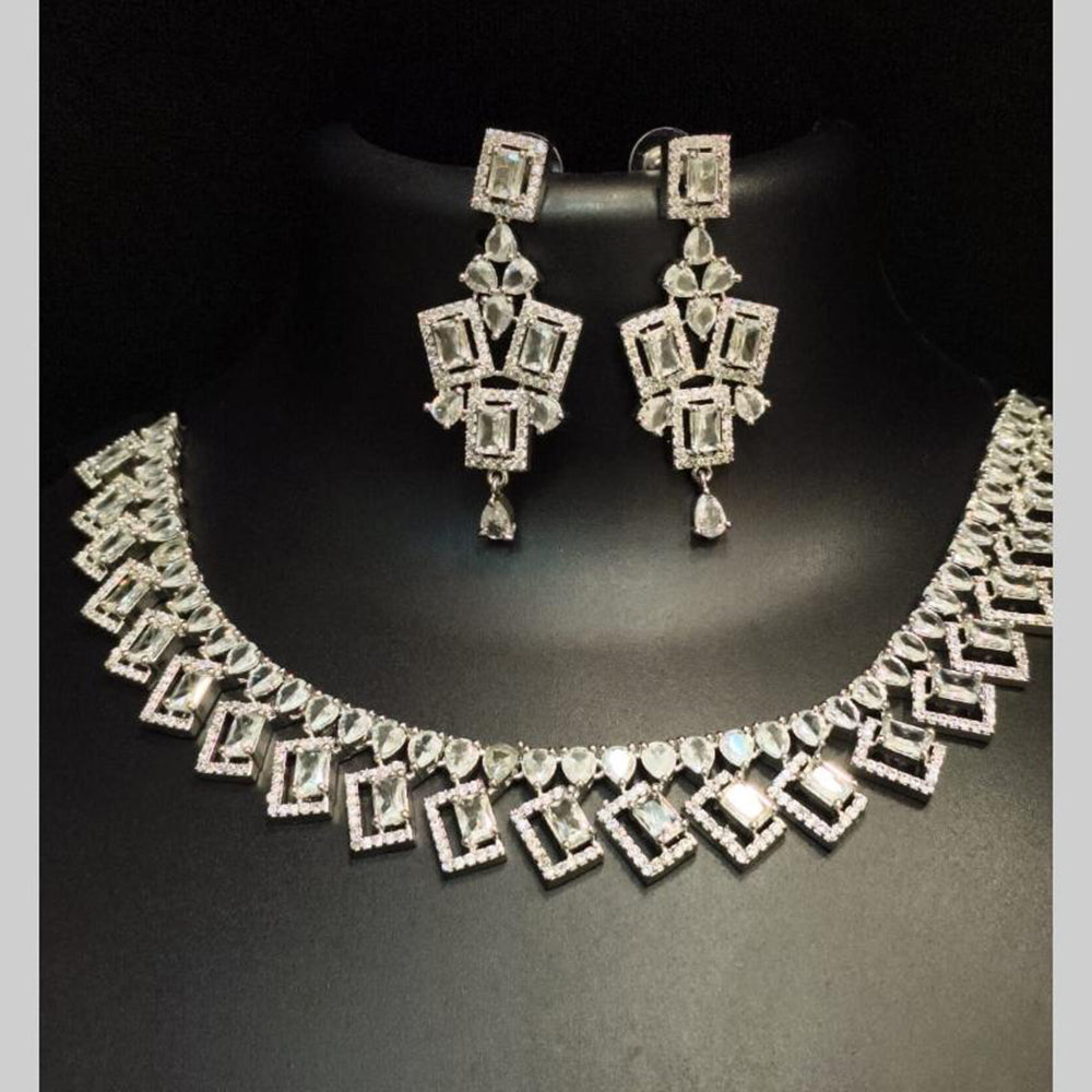 FS Collection Premium American Diamond Statement Necklace Set