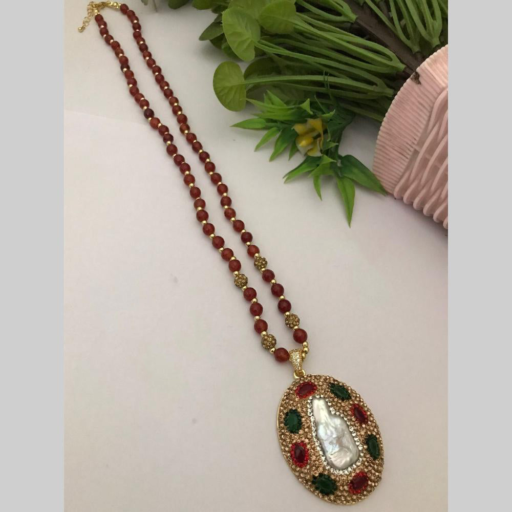 FS Collection Designer Pota Stone And Beaded Long Necklace