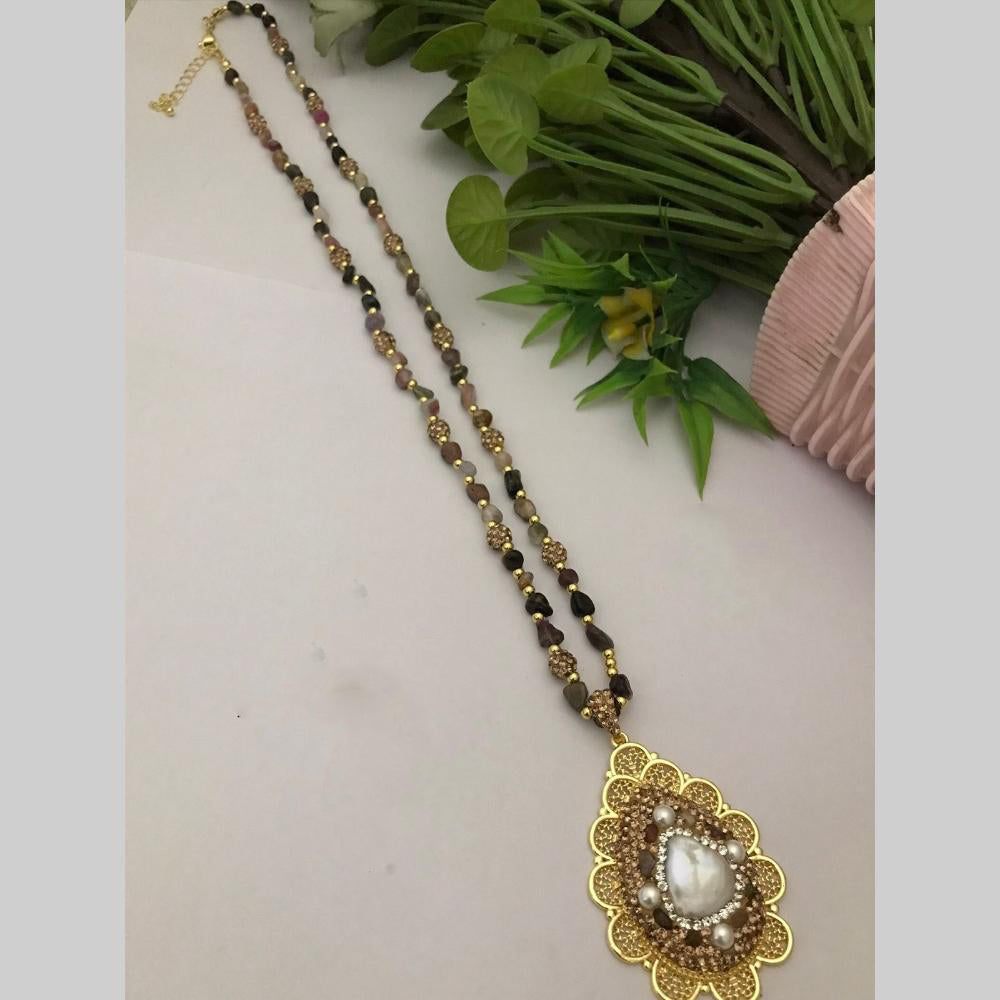 FS Collection Designer Pota Stone And Beaded Long Necklace