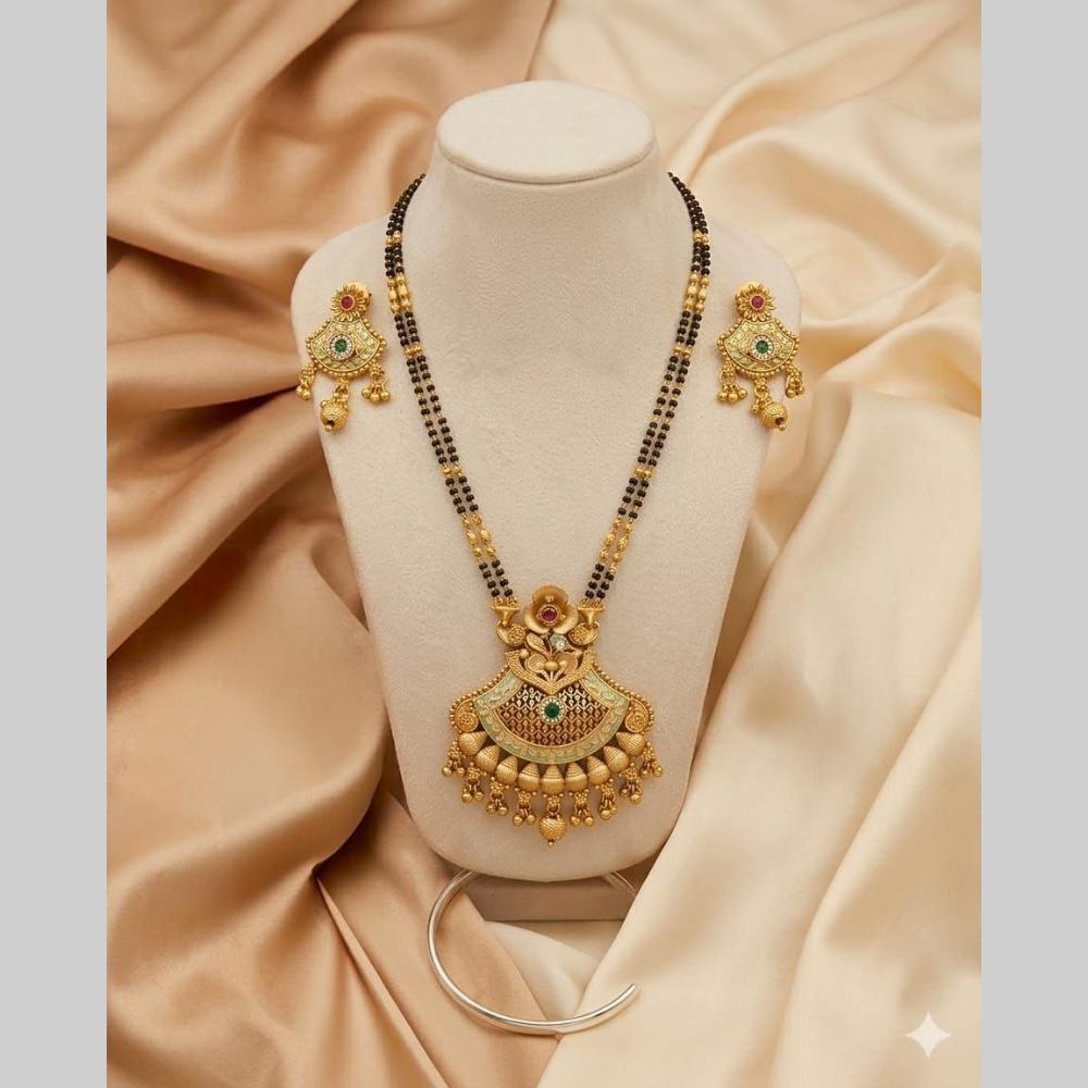FS Collection Modern Ethnic Pota Stone And Meenakari Mangalsutra