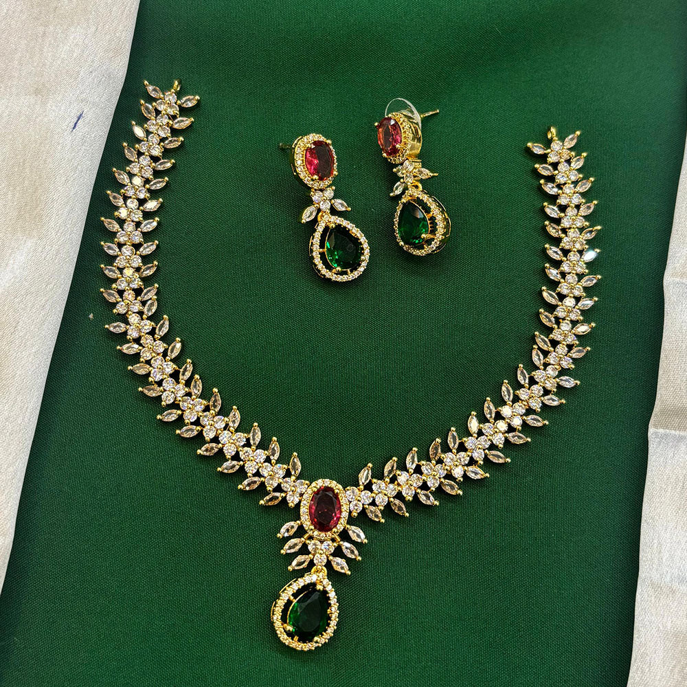 FS Collection Glamorous Crystal Stone Necklace Set