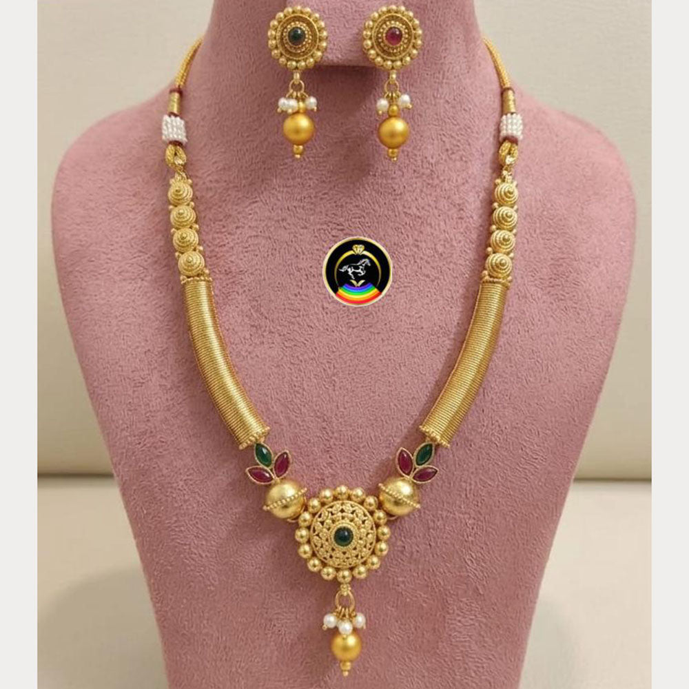 FS Collection Graceful Pota Stone And Pearl Necklace Set