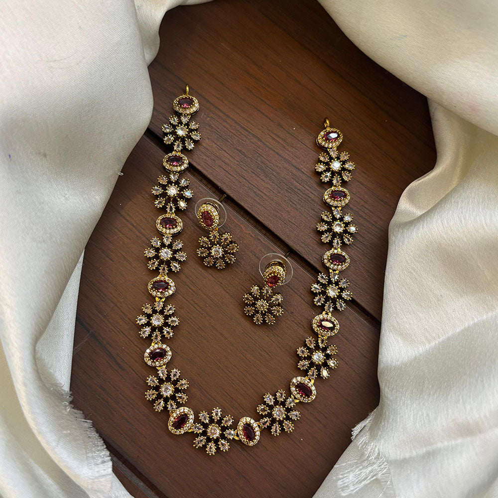 FS Collection Glamorous Crystal Stone Necklace Set